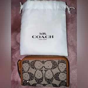 Coach Signature Jacquard Crystal Card Case